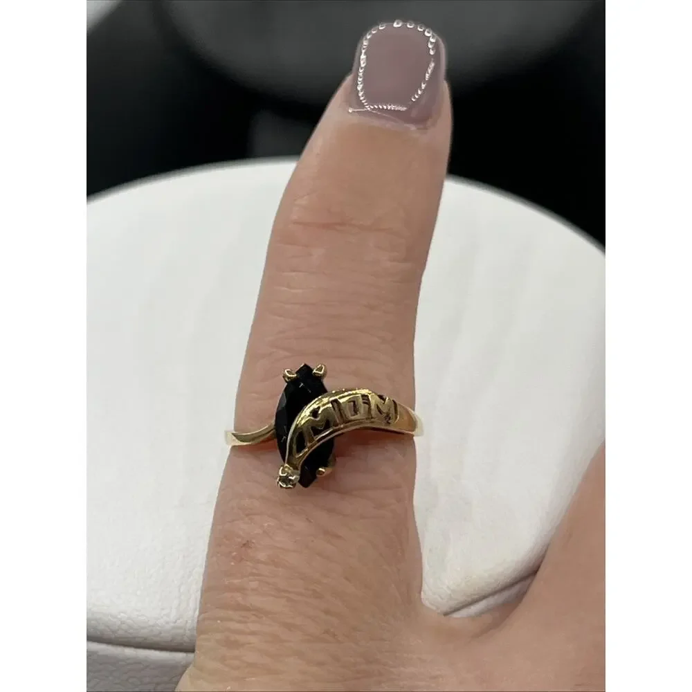 10K Yellow Gold Mom Ring Tourmaline Diamond Size 4.5 Mom Appreciation Gift Teste